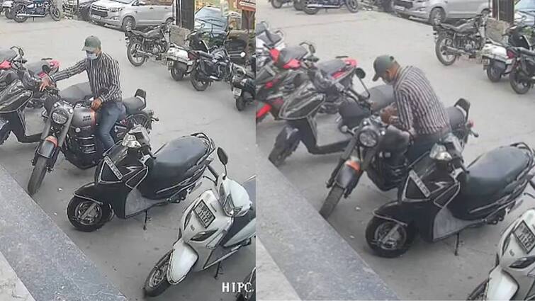 video of Thief Effortlessly Unlocks and Flees With Royal Enfield Bike 2 Lakh rupees  Worth in up என்னடா பெரிய ராயல் என்ஃபீல்டு? - 15 செகண்ட்ஸ் தான்! அபேஸ் செய்த அல்டிமேட் திருடன்!