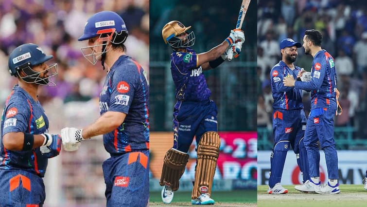 kkr vs lsg full match highlights lucknow super giants beats kolkata knight riders by 4 runs rinku singh  nicholas pooran mitchell marsh ipl 2025 kkr vs lsg result 13 ओवर में 162 था स्कोर, फिर भी हार गई KKR, लखनऊ का अंतिम ओवरों में चमत्कार; 238 बनाकर सिर्फ 4 रनों से जीती LSG