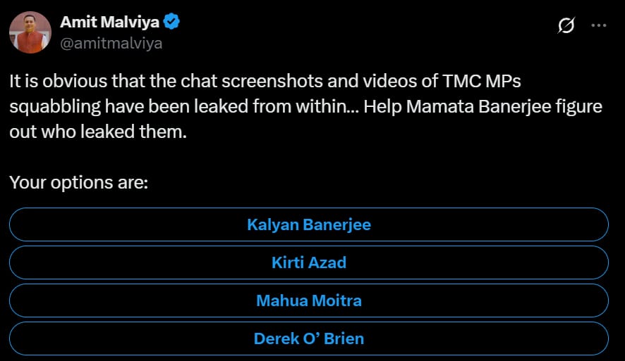 Spats Outside Parliament, On 'WhatsApp Group' — BJP Taunts TMC MPs For Internal Dispute