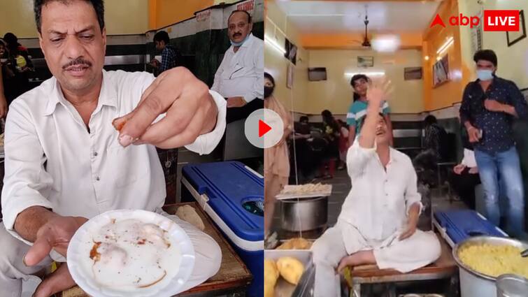 Flying Dahi Bhalla Uncle is available in Indore he serves Dahi Bhalla to the customers by throwing it in the air video goes viral दही में सीमेंट मिलाया है क्या...फ्लाइंग दही वड़ा का वीडियो वायरल, देखने वाले हैरान
