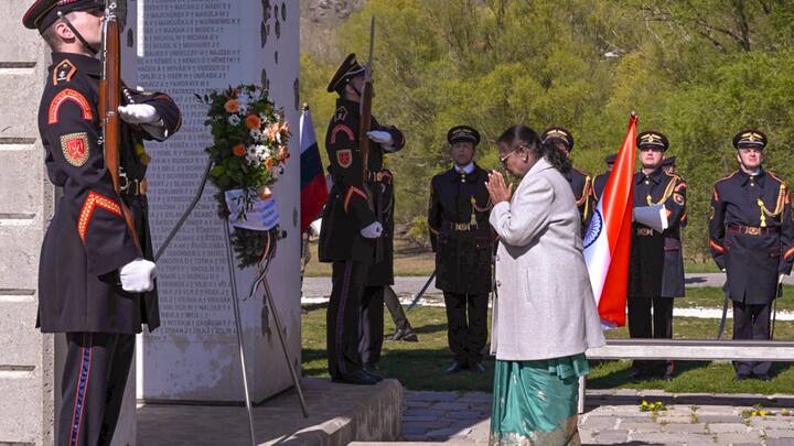 During her visit, President Murmu paid her respects at the Gate of Freedom Memorial in Bratislava, on the banks of the Danube.( Image Source: PTI)