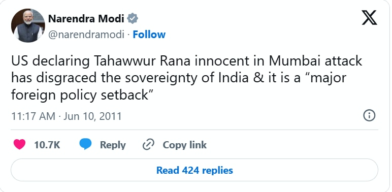 PM मोदी ने 2011 में तहव्वुर राणा के बारे में ऐसा क्या लिखा, हर जगह हो रही बात, पोस्ट वायरल