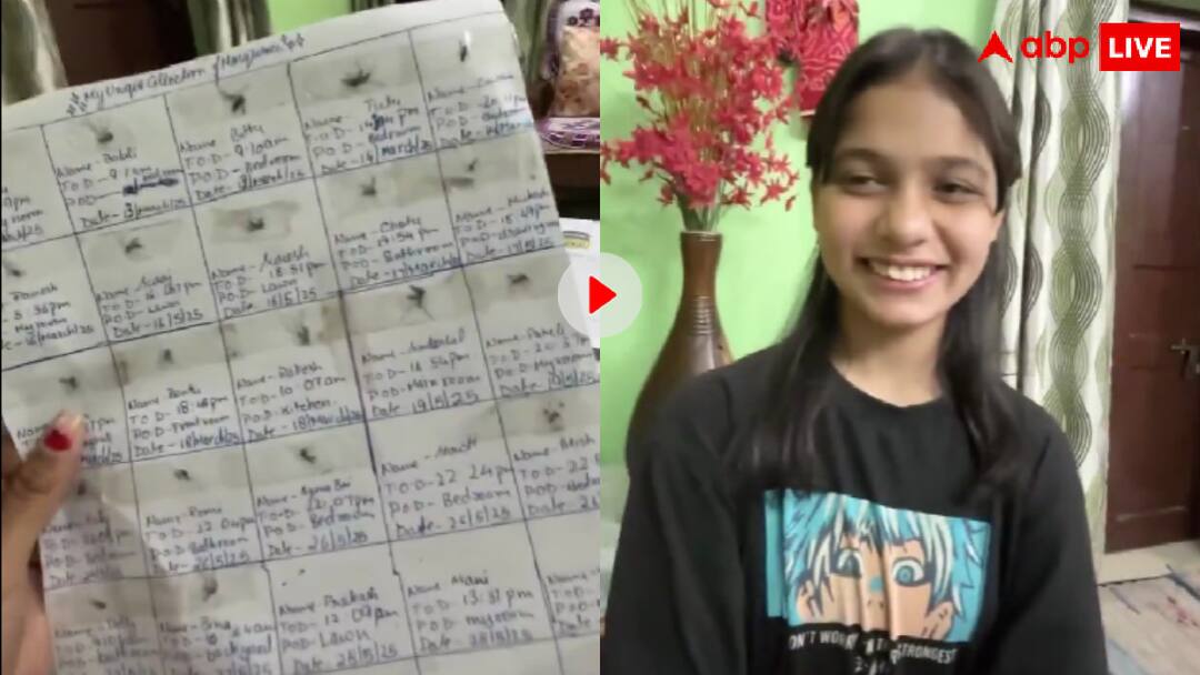 Girl kills mosquitoes and sticks them on A4 paper and names them and writes the reason for their death video viral अजीब शौक है...अब तक कितने मच्छर मारे, सबका हिसाब-किताब रखती है यह लड़की; देखें वीडियो