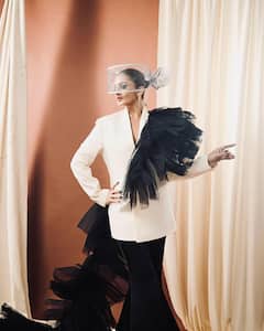 PICS: Huma Qureshi’s Latest Look In A White Blazer And Black Statement Frills