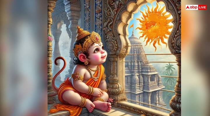 But as Maruti was going close to the sun, the sun gods were also making up their size. Then Rahu looked that some power is going close to the sun. Rahu immediately informed Indra about this.