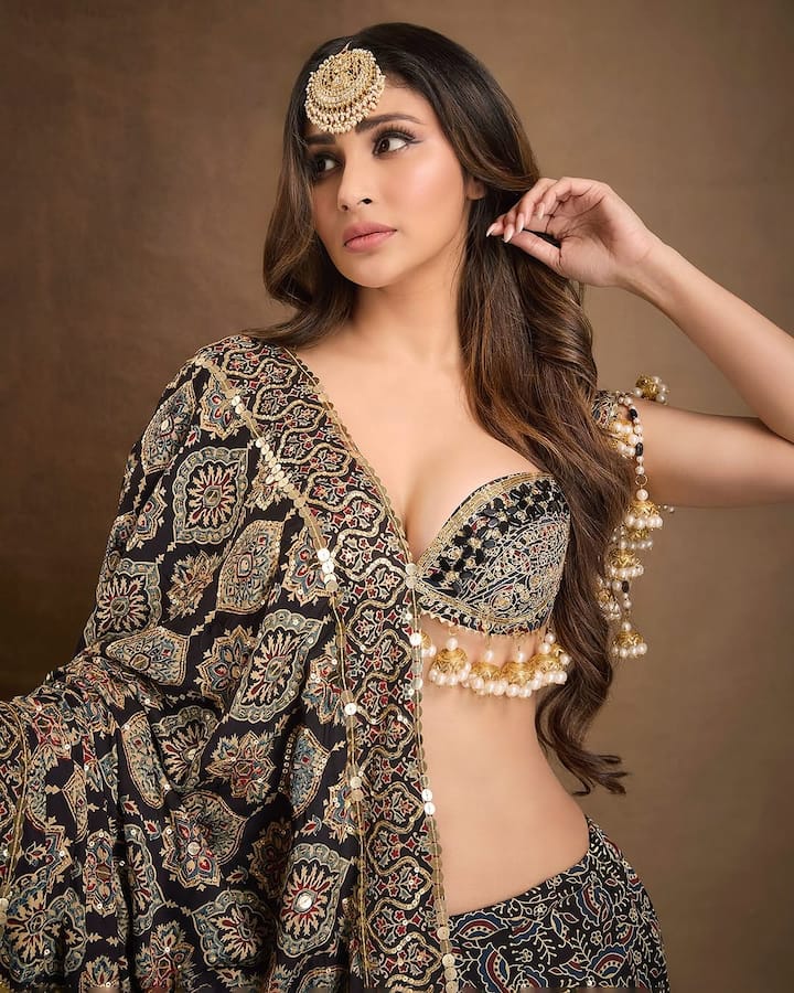 Her dupatta, draped gracefully over one shoulder, was embellished with ornate motifs and subtle sequin detailing, perfectly marrying heritage with high fashion.