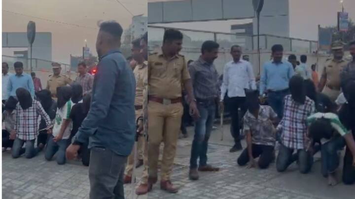 पुण्यातील सिंहगड कॉलेज परिसरात हातात कोयता घेऊन दहशत माजवणाऱ्या टोळीची पुणे पोलिसांनी धिंड काढली आहे.