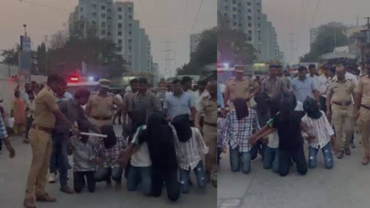 पुण्यातील सिंहगड कॉलेज परिसरात हातात कोयता घेऊन दहशत माजवणाऱ्या टोळीची पुणे पोलिसांनी धिंड काढली आहे.