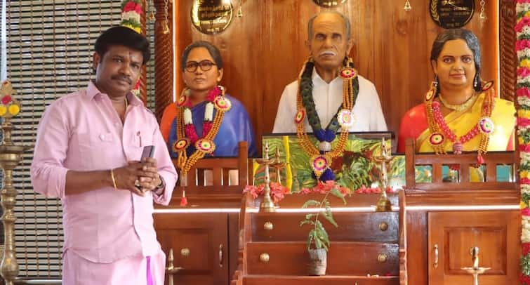 Madurai Muthu built a temple for his mother father and wife in his own village tnn அம்மா, அப்பா மற்றும் மனைவிக்கும்  சொந்த ஊரில் கோயில் கட்டிய மதுரை முத்து