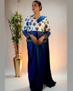 साड़ी संग ब्लेजर पहनकर कैमरे के सामने इतराती दिखीं सपना चौधरी, फैंस बोले- परी लग रही हो