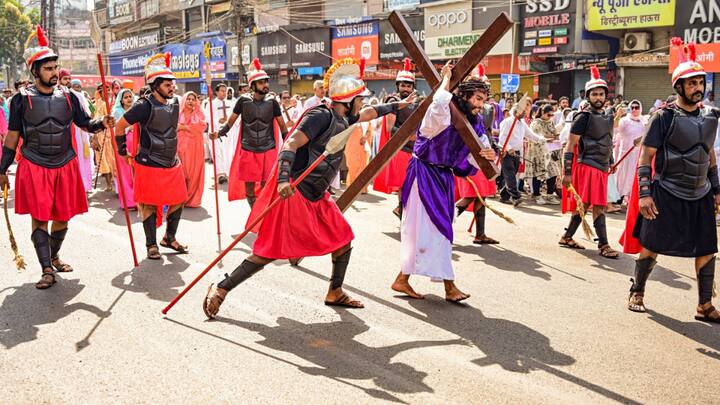 Christians observe Good Friday to remember the sacrifice of Jesus Christ as he was executed by the Romans. It is a day of reflection, prayer, and mourning. Devotees fast or join processions to remember Jesus’s suffering and death. (Image Source: PTI)