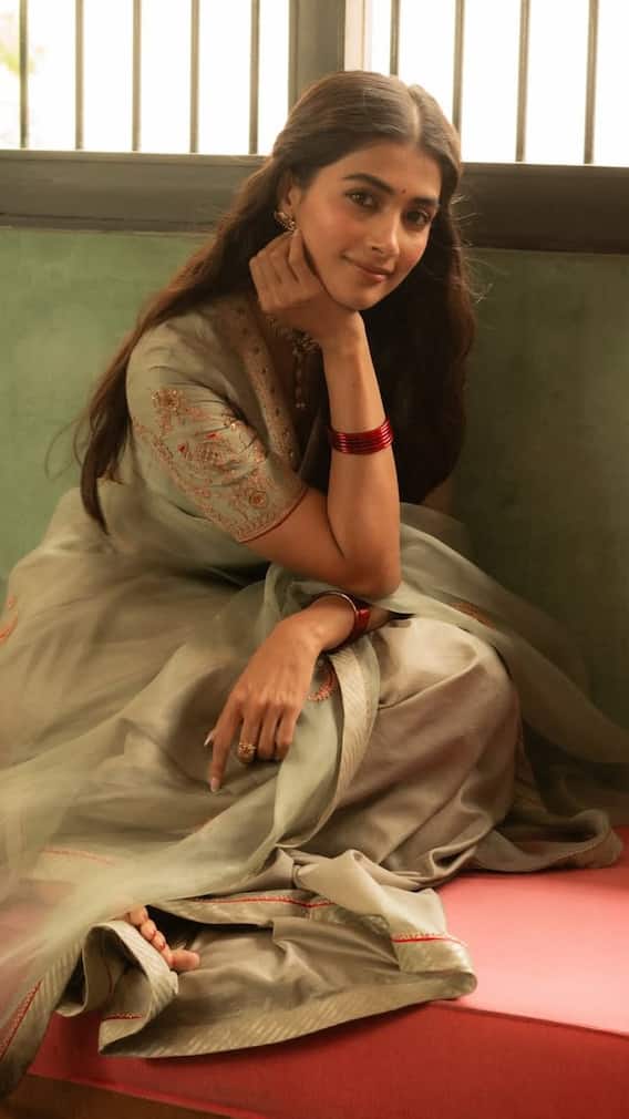 Pooja Hegde Radiates Elegance In Pastel Green Saree, See Pics