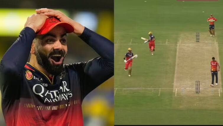 virat kohli ran four runs with devdutt padikkal during pbks vs rcb match ipl 2025 virat kohli fitness   PBKS vs RCB: ગજબની સ્પીડ! Virat Kohli એ દોડીને લીધા 4 રન, જુઓ VIDEO 