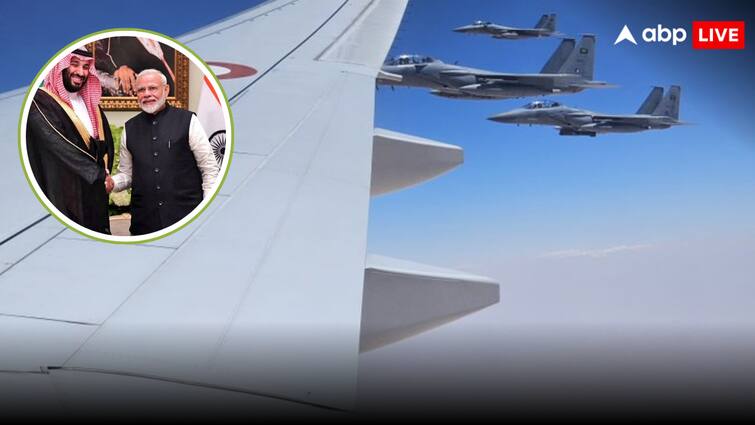 Prime Minister Narendra Modi arrive Jeddah for 2 day visit after Crown Prince Mohammad bin Salman invitation grand welcome with F-15 Fighter Jet PM Modi Saudi Arab Visit: सऊदी अरब पहुंचे पीएम मोदी! जेद्दा में हुआ भव्य स्वागत, रॉयल सऊदी एयर फोर्स के F-15 फाइटर जेट्स ने किया एस्कॉर्ट