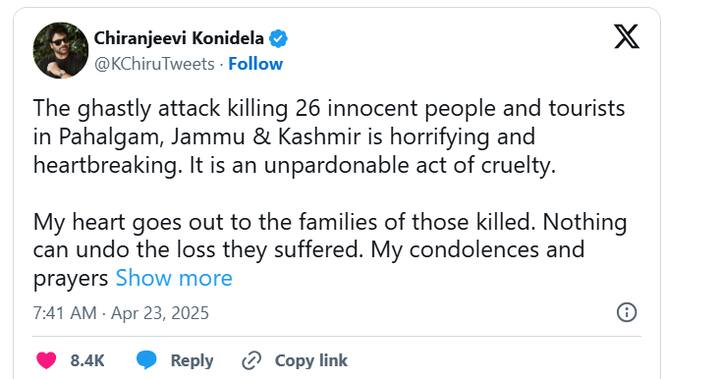 ఇలాంటి ఘటనలు అవాంఛనీయం...చనిపోయినవారి కుటుంబాలకు భగవంతుడు శక్తిని అందించాలని ప్రార్థించారు టాలీవుడ్ సెలబ్రెటీలు. ఏం చేసినా వారులేని లోటు తీర్చలేం అంటూ చిరంజీవి ఎక్స్ లో పోస్ట్ పెట్టారు