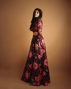 Sanjana Sanghi Blossoms In Burgundy Lehenga With A Touch Of Floral Magic, PICS
