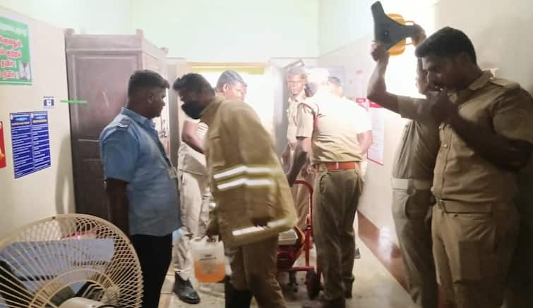 Thanjavur govt hosptal fire accident tnn தஞ்சை அரசு மருத்துவமனையில் தீ விபத்து; கர்ப்பிணிகள், பச்சிளம் குழந்தைகள் மீட்பு