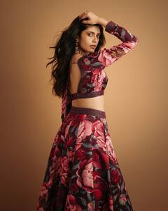 Sanjana Sanghi Blossoms In Burgundy Lehenga With A Touch Of Floral Magic, PICS