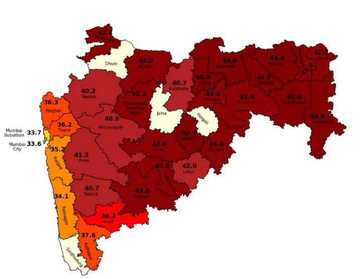 IMD ने आज केलेली कमाल तापमानाची नोंद
