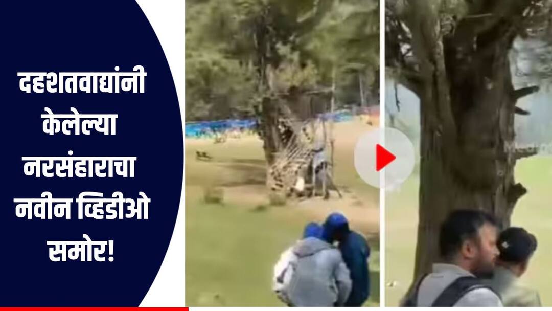 Pahalgam Terror Attack Tourists run behind bushes to save lives new video of Pahalgam terrorist attack surfaced समोर दहशतवाद्यांचा भ्याड हल्ला, जीव वाचवण्यासाठी पर्यटकांनी घेतला झाडांचा सहारा, पहलगामच्या नरसंहाराचा नवीन व्हिडिओ समोर