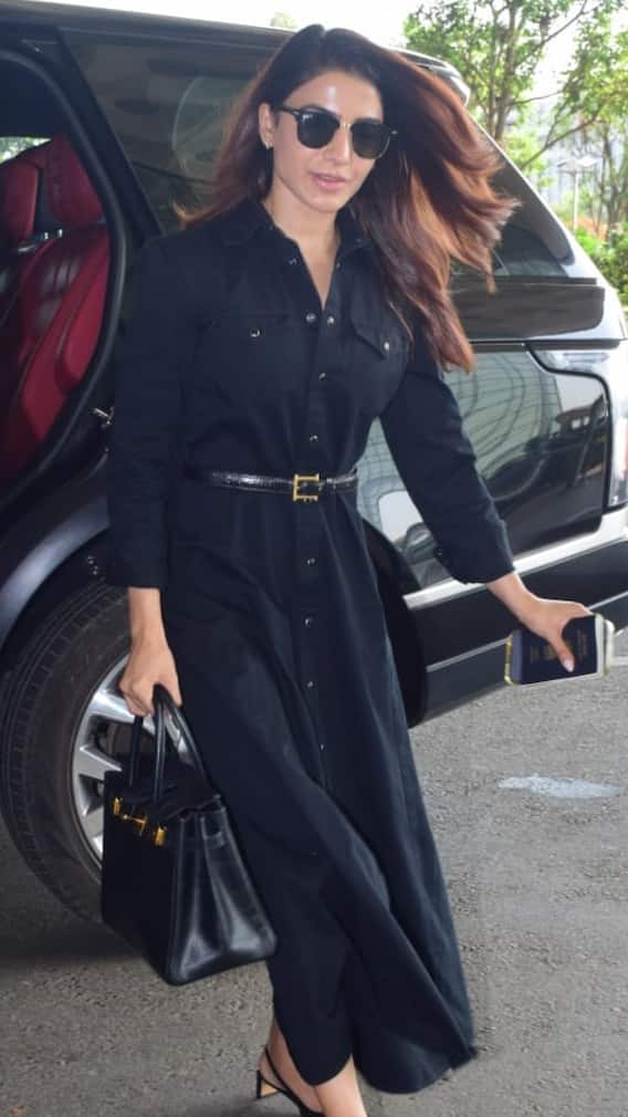 Samantha Ruth Prabhu Masters Minimalist Chic In Shirt Dress At Mumbai Airport