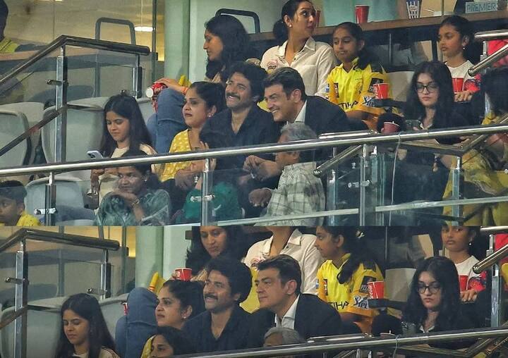 சேப்பாக்கத்தில் நடந்து வரும் இந்த மேட்ச்சை பார்க்க, ஷாலினி, ஆத்விக், அனோஸ்காவோடு விசிட் அடித்துள்ளார் அஜித். மேலும், ஷாலினியின் சகோதரர் ரிச்சர்டும் போட்டியை கண்டு ரசித்துள்ளார்.