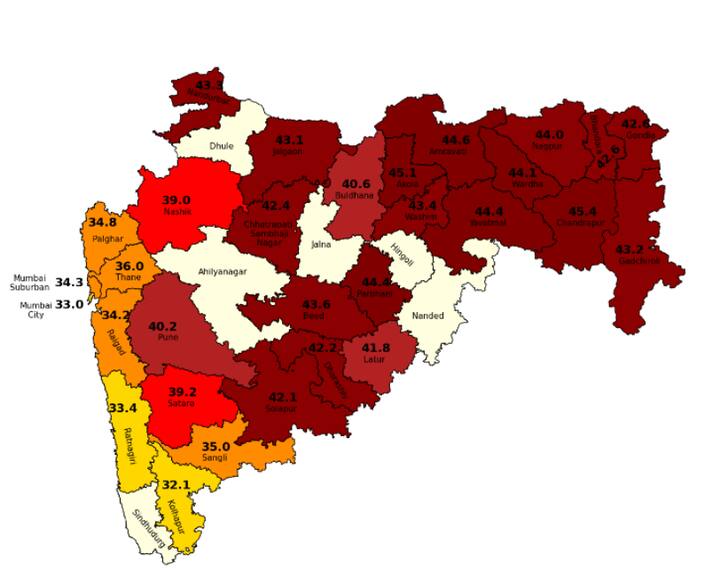 पावसाची शक्यता वर्तवण्यात आली असली तरी राज्यात बहुतांश ठिकाणी कमाल तापमानाचा पारा चढाच असल्याचे नोंदवले गेले.