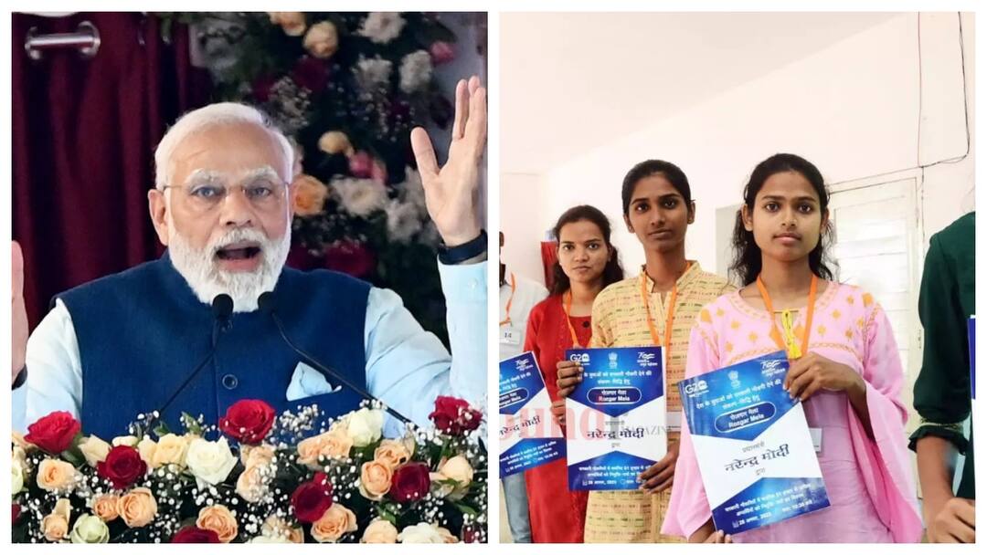 51,000க்கும் மேற்பட்ட இளைஞர்களுக்கு அப்பாயிண்ட்மெண்ட் லெட்டர்.. மோடி கொடுத்த சர்ப்ரைஸ் Rozgar Mela Modi distributed more than 51000 appointment letters to newly appointed youth 51,000க்கும் மேற்பட்ட இளைஞர்களுக்கு அப்பாயிண்ட்மெண்ட் லெட்டர்.. மோடி கொடுத்த சர்ப்ரைஸ்