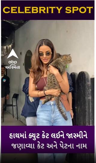 Jasmin Bhasin: હાથમાં ક્યુટ કેટ લઈને જાસ્મીને જણાવ્યા કેટ અને પેટના નામ | Abp Asmita