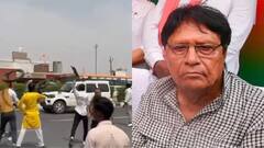 Karni Sena Members Block SP MP Ramjilal Suman's Convoy, Throw Tyres At His Car In Aligarh: Video