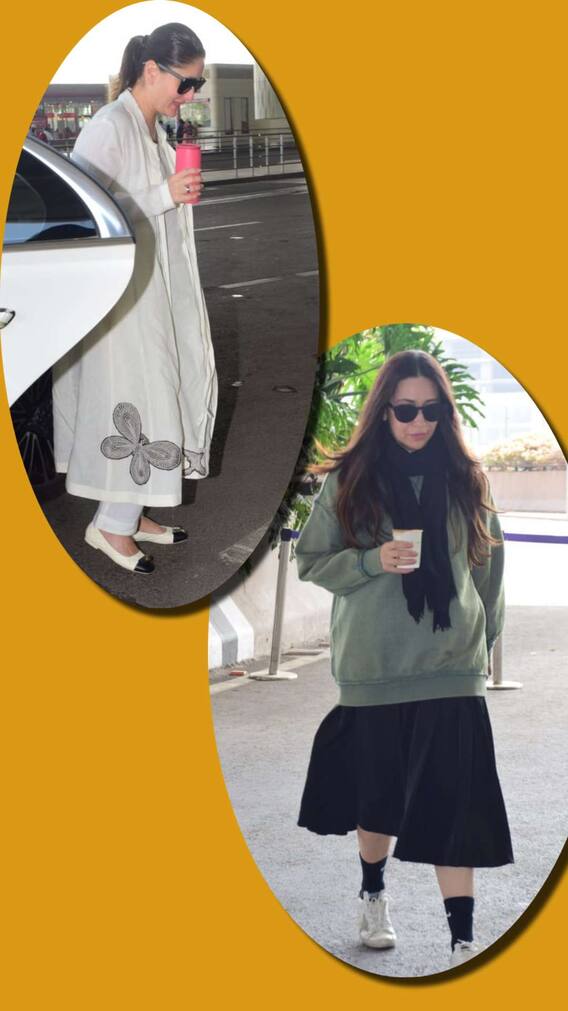 एयरपोर्ट पर स्टनिंग लुक में स्पॉट हुईं करीना कपूर और करिश्मा कपूर