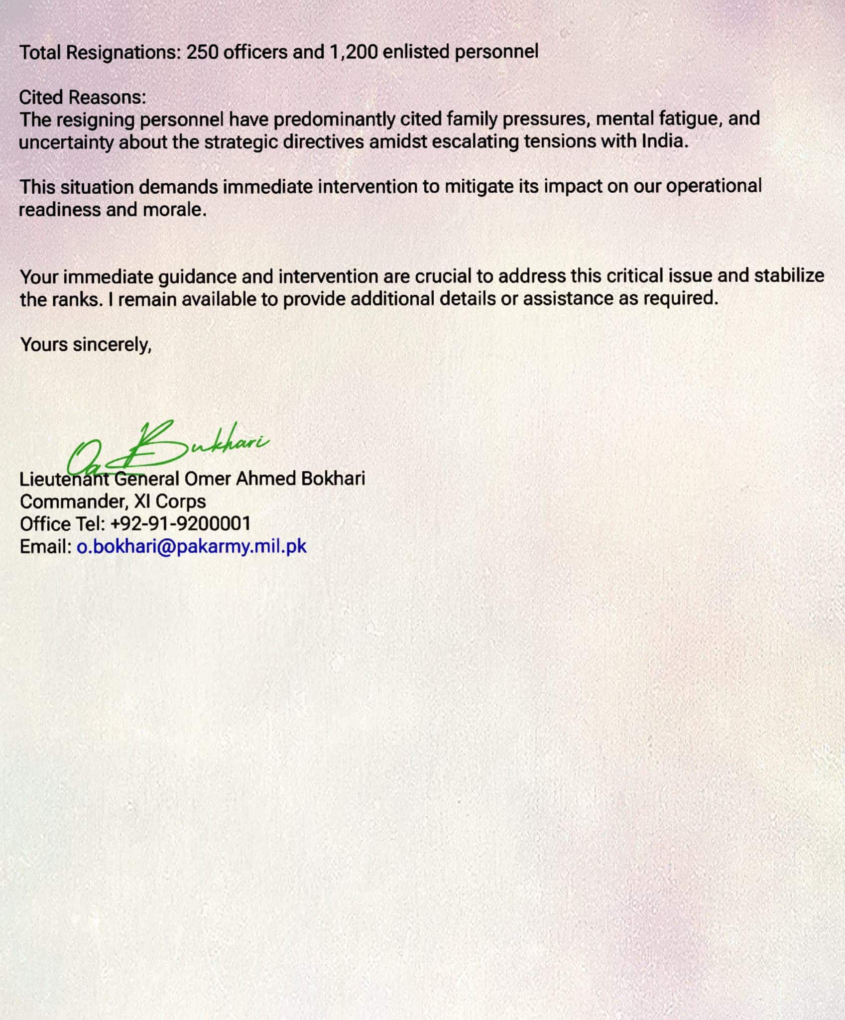 ਇੰਡੀਆ ਦੇ ਐਕਸ਼ਨ ਤੋਂ ਪਹਿਲਾਂ ਪਾਕਿਸਤਾਨੀ ਫੌਜ 'ਚ ਹੜਕੰਪ, 250 ਤੋਂ ਵੱਧ ਅਧਿਕਾਰੀਆਂ ਅਤੇ 1200 ਤੋਂ ਵੱਧ ਜਵਾਨਾਂ ਵੱਲੋਂ ਦਿੱਤੇ ਗਏ ਅਸਤੀਫ਼ੇ