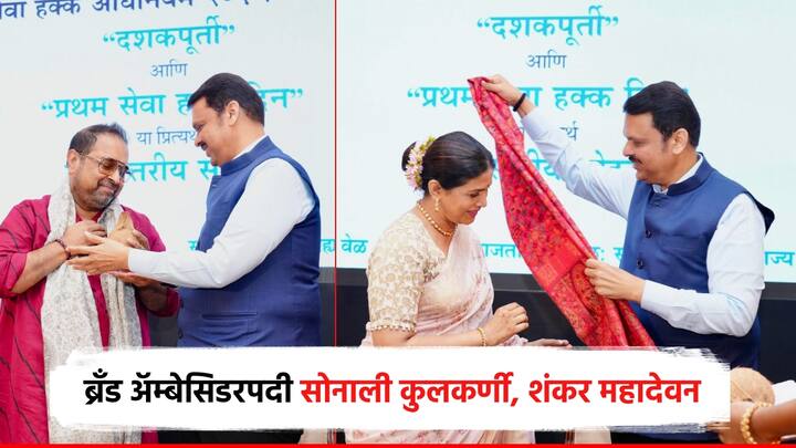 महाराष्ट्र लोकसेवा हक्क आयोगाचे ब्रॅंड ॲम्बेसिडर म्हणून गायक शंकर महादेवन आणि अभिनेत्री सोनाली कुलकर्णी यांची निवड करण्यात आली आहे.