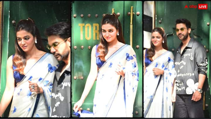 Bhool Chuk Maaf: वामिका गब्बी और राजकुमार राव की फिल्म भूल चूक माफ रिलीज होने के लिए तैयार है. दोनों ही कलाकार फिल्म के फुल प्रमोशन में लगे हुए हैं. जिसकी फोटोज सामने आई हैं.