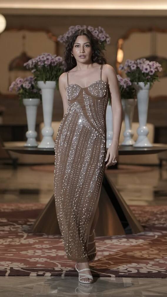 Surbhi Chandna Sparkles In Crystal Studded Bodycon Gown