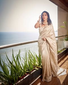 Bhumi Pednekar Radiates Elegance In Handwoven Gold Saree At Wave Summit India