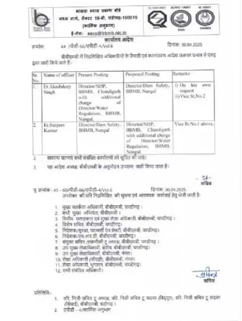 ਪਾਣੀ ਦੇ ਮੁੱਦੇ ਨੂੰ ਲੈਕੇ ਮੱਚਿਆ ਘਮਾਸਾਣ, BBMB ਦੇ ਡਾਇਰੈਕਟਰ ਤੋਂ ਬਾਅਦ ਬਦਲਿਆ ਸਕੱਤਰ, ਪੰਜਾਬ ਪੁਲਿਸ ਨੇ ਕੰਟਰੋਲਿੰਗ ਸਟੇਸ਼ਨ ‘ਤੇ ਪਾਇਆ ਘੇਰਾ