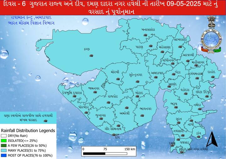 આગામી પાંચ દિવસ તાપમાનમાં 2 થી 3 ડિગ્રી ઘટશે. હાલ સાયકલોનિક સર્ક્યુલેશન સક્રિય થતા વરસાદની આગાહી કરાઈ છે.
