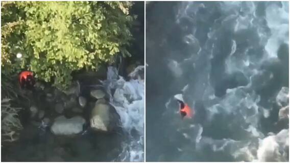 On Cam: Moment When Man Who Confessed To Helping Terrorists Jumped Into River In J&K