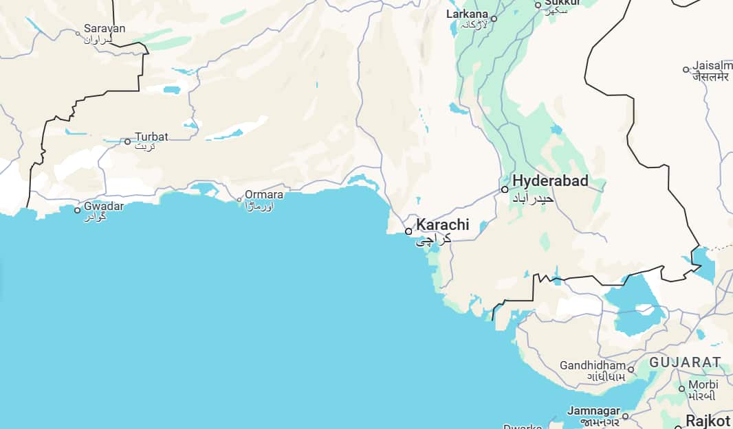 A Google Maps screenshot showing Karachi.