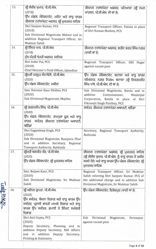 Punjab News: ਭਾਰਤ-ਪਾਕਿਸਤਾਨ ਤਣਾਅ ਵਿਚਾਲੇ ਪੰਜਾਬ 'ਚ IAS ਅਤੇ PCS ਅਧਿਕਾਰੀਆਂ ਦੇ ਤਬਾਦਲੇ, ਵੇਖੋ ਲਿਸਟ...