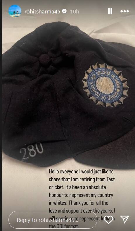 Rohit Sharma Retirement: ਰੋਹਿਤ ਸ਼ਰਮਾ ਨੇ ਟੈਸਟ ਕ੍ਰਿਕਟ ਤੋਂ ਲਿਆ ਸੰਨਿਆਸ, ਲੋਕਾਂ ਦੇ ਪਿਆਰ ਲਈ ਕੀਤਾ ਧੰਨਵਾਦ