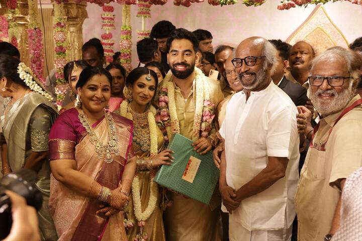 The wedding itself turned into a who’s who of the Tamil film world. Industry legends like Rajinikanth and Kamal Haasan made their presence felt, joining other big names such as Sathyaraj, C Sundar, Mani Ratnam, and Gautham Vasudev Menon.