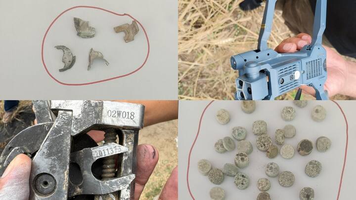 Visuals of debris from drones shot down by Indian air defense systems last night, highlighting the ongoing threat. (Image Courtesy:ANI)