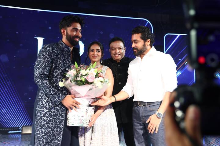 Ahead of the wedding, a vibrant sangeet ceremony was held on Thursday evening. Actor Suriya was seen attending the event and was all smiles as guests danced to Kanimaa, a song from his recent film Retro.