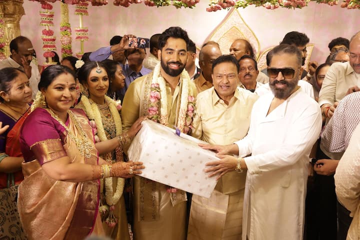 The ceremony witnessed a glittering turnout from the Tamil film industry, with several Kollywood celebrities coming together to bless the couple.