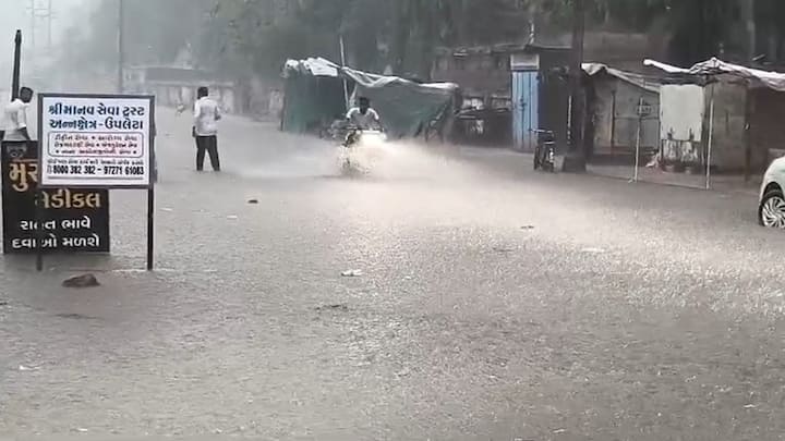 જેતપુર, ધોરાજી અને ઉપલેટામાં ગાજવીજ અને ભારે પવન સાથે તૂટી પડ્યો જોરદાર વરસાદ