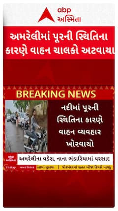 Amreli Heavy Rains: અમરેલીમાં ભારે વરસાદના પગલે નાના ભંડારિયાની સ્થાનિક નદીમાં પૂર, વાહન વ્યવહાર ખોરવાયો