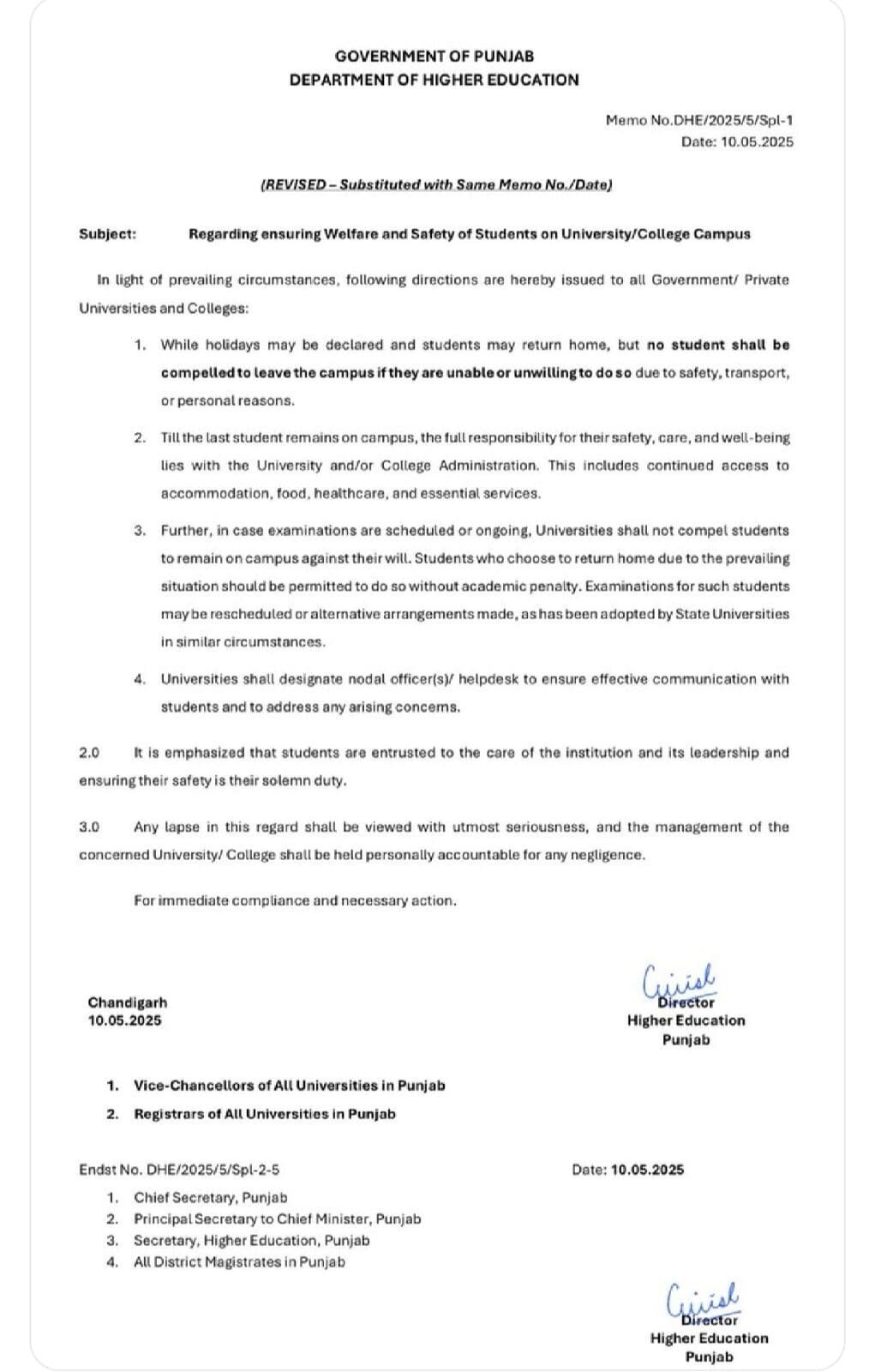 Punjab News: ਭਾਰਤ-ਪਾਕਿ ਤਣਾਅ ਨੂੰ ਲੈ ਪੰਜਾਬ 'ਚ ਵਿਦਿਆਰਥੀਆਂ ਸੰਬੰਧੀ ਸਖ਼ਤ ਹੁਕਮ ਜਾਰੀ, ਧਿਆਨ 'ਚ ਰੱਖੀਆਂ ਜਾਣ ਇਹ ਗੱਲਾਂ, ਨਾ ਮੰਨਣ 'ਤੇ...