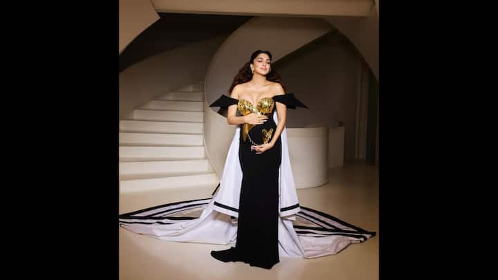 4. Heartfelt Met Gala Moment: At the recent Met Gala appearance, Kiara Advani stunned in a black and gold gown. The outfit featured two interlinked hearts tethered by a golden chain that symbolised the connection between a mother and her child. The actress paired her outfit with a large white cape and golden accessories. (Image Source: Instagram/@kiaraaliaadvani)